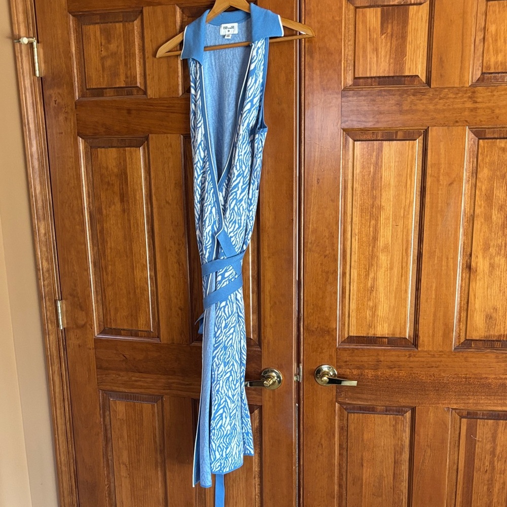 Diane Von Furstenberg Blue and White Maxi Dress